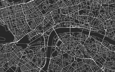 Black and white vector city map of London